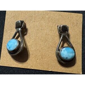 925 Flip Earrings, One Side Amber, One Side Turquoise Post